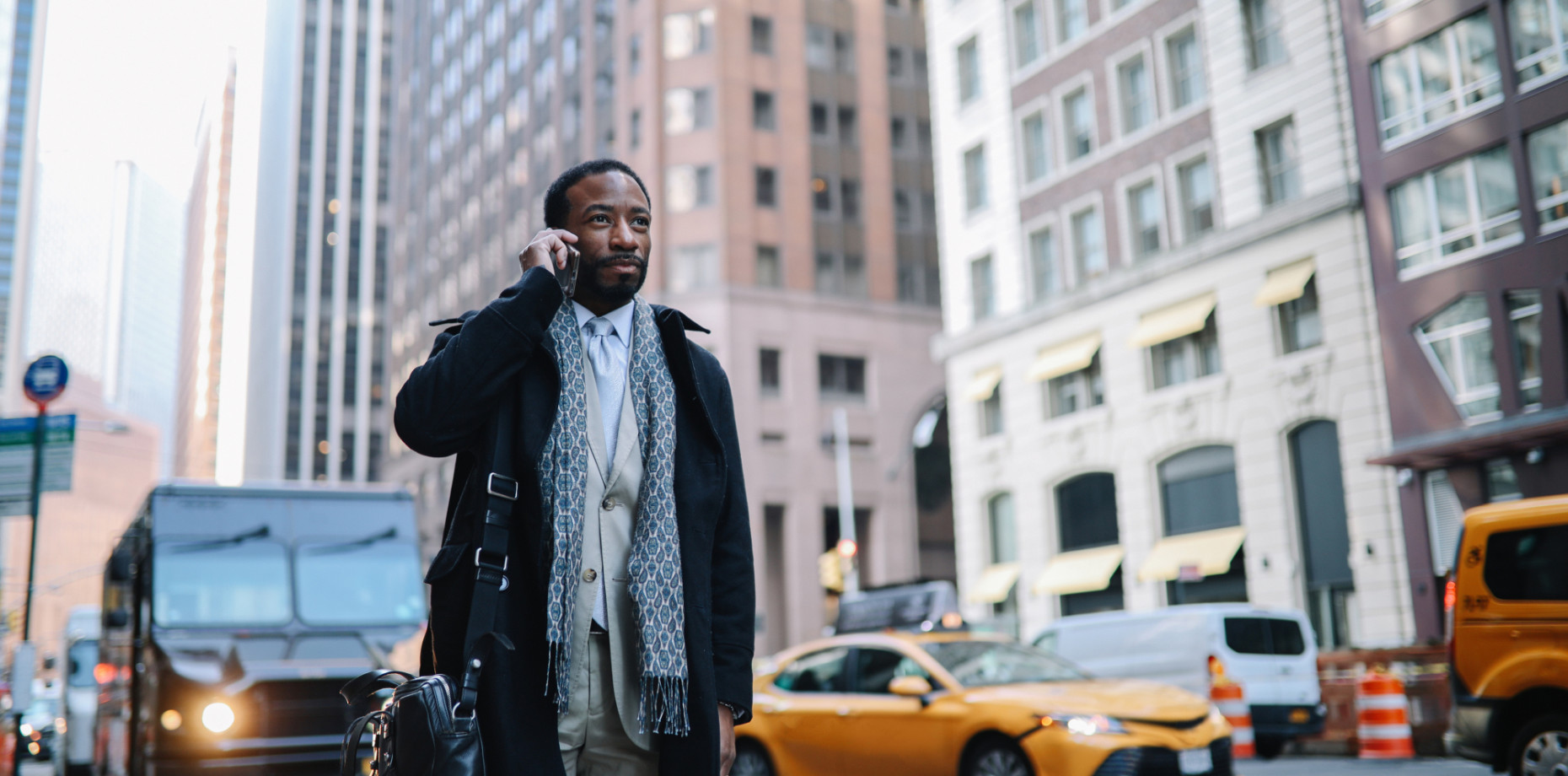 Businessman on the phone in New York