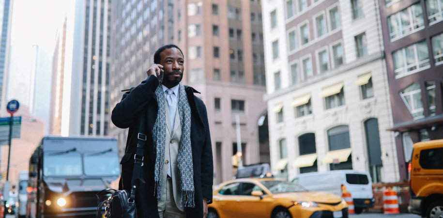 Businessman on the phone in New York