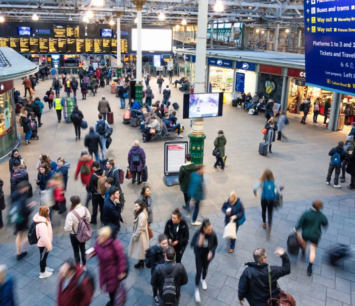 Busy Edinburgh Waverley Train Station