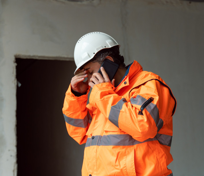 Engineer talking on the phone at construction site
