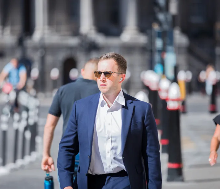 Businessman walking to the office